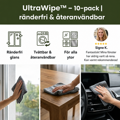 UltraWipe™ - Stribefri rengøring med genanvendelige mikrofiberklude!